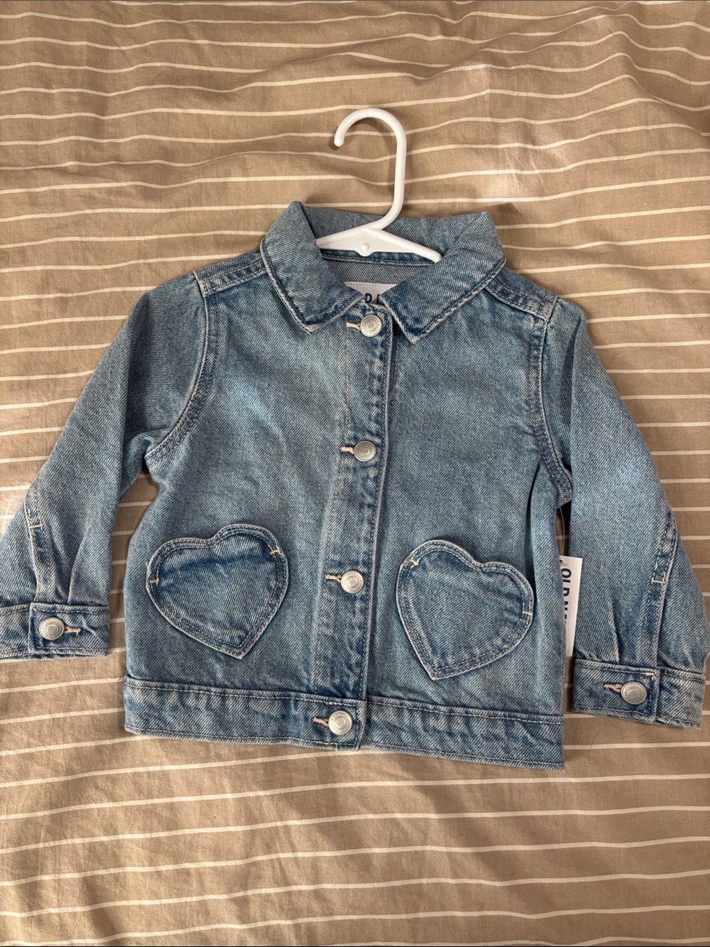 Toddler Light Denim Jacket with Heart Pockets